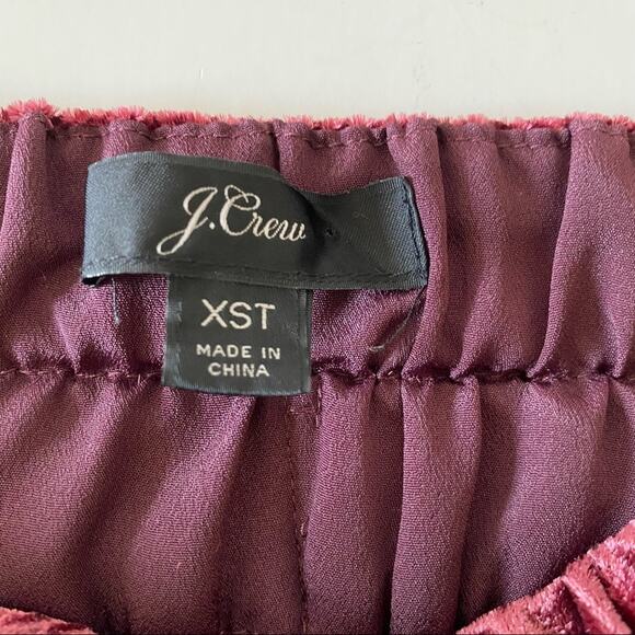 J. Crew Velvet Burgundy Pull-On Skirt Sz XST Elastic Waist Knee Length Holiday - Picture 6 of 10